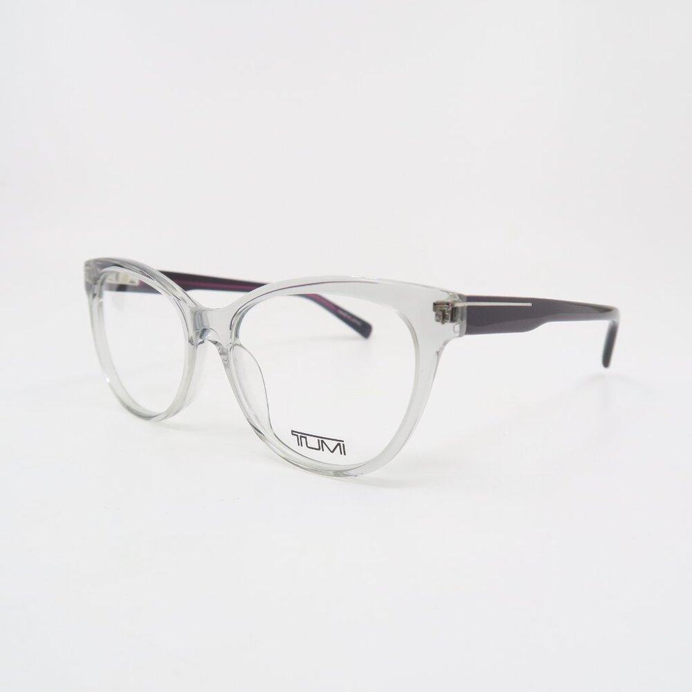 Tumi VTU012 04GO 52mm Grey Transparent Cat Eye, New Women's Eyeglasses.